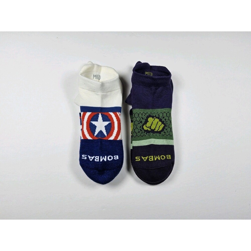 Bombas Marvel Hulk Captain America Lot Of 2 Pairs Ankle Socks Size M